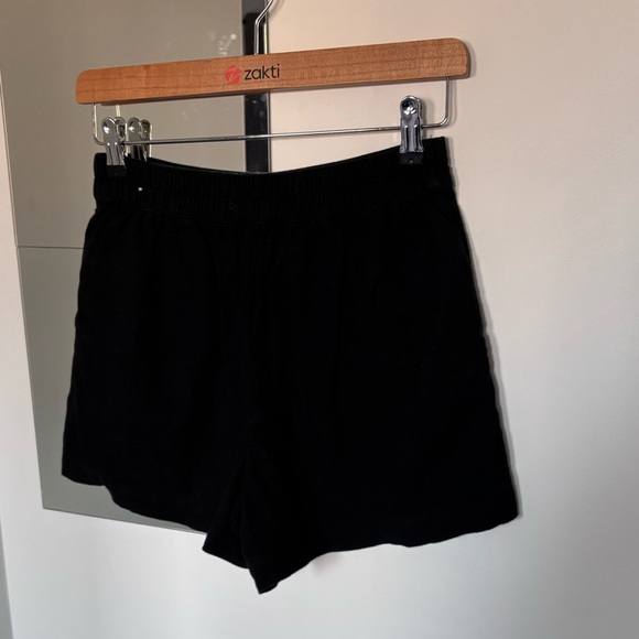 Abercrombie & Fitch Black High Waist Linen Blend Pull On Shorts - Picture 4 of 8